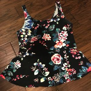 Express Floral Peplum Tank Top